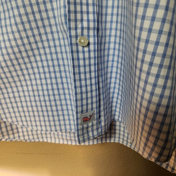Vineyard Vines Blue/White Check Classic Fit Murray LS Buttondown Shirt-Size M - Picture 3 of 8